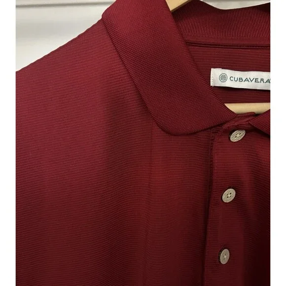 Cubavera Men's XXL Red 100% Polyester Ribbed Knit 3 Button Short Sleeve Polo - Picture 6 of 16